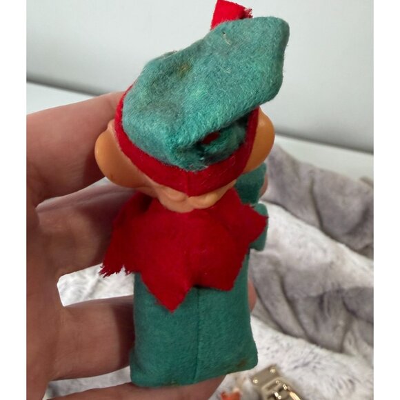 Vtg Green Red Knee Hugger Christmas Elf Pixie RARE EYES CLOSED - Picture 9 of 13